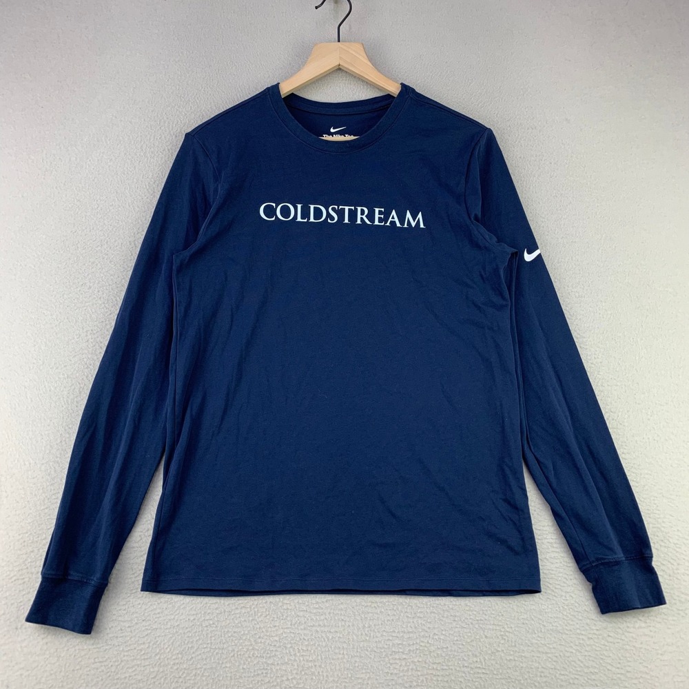 Nike Coldstream Dri-Fit‎ Long Sleeve Shirt Mens M Navy Blue Athletic Cycling Gym